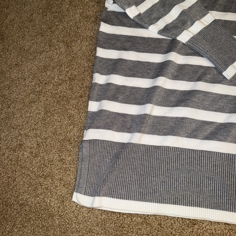 Adrianna Papell Gray and White Striped Turtleneck Sweater - Picture 4 of 5